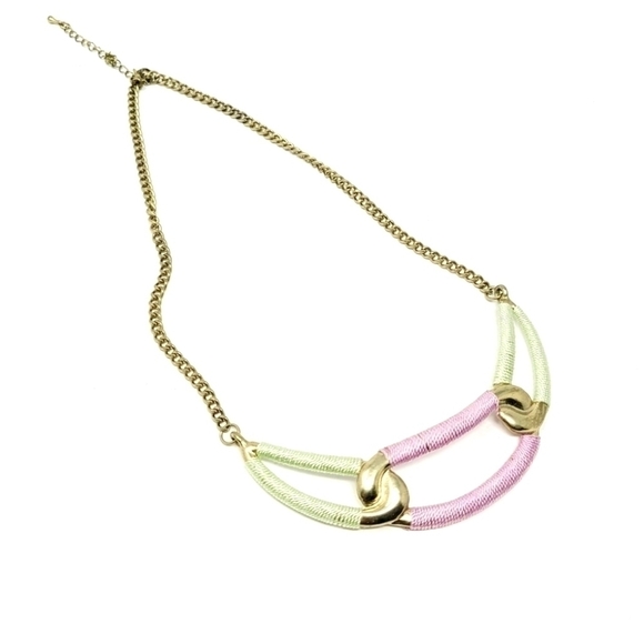 Boho Chic | Women's Mauve Pink & Green Chain Link Necklace (One Size) - Picture 1 of 6